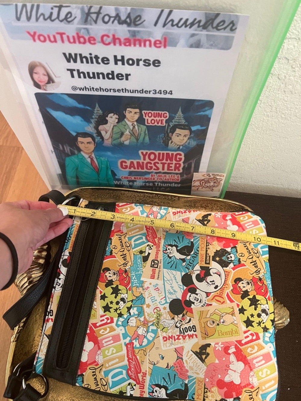 #1861*”9X10” Cross Shoulder Bag with Multicolor Cartoon Print - Black Trim - Picture 6 of 10